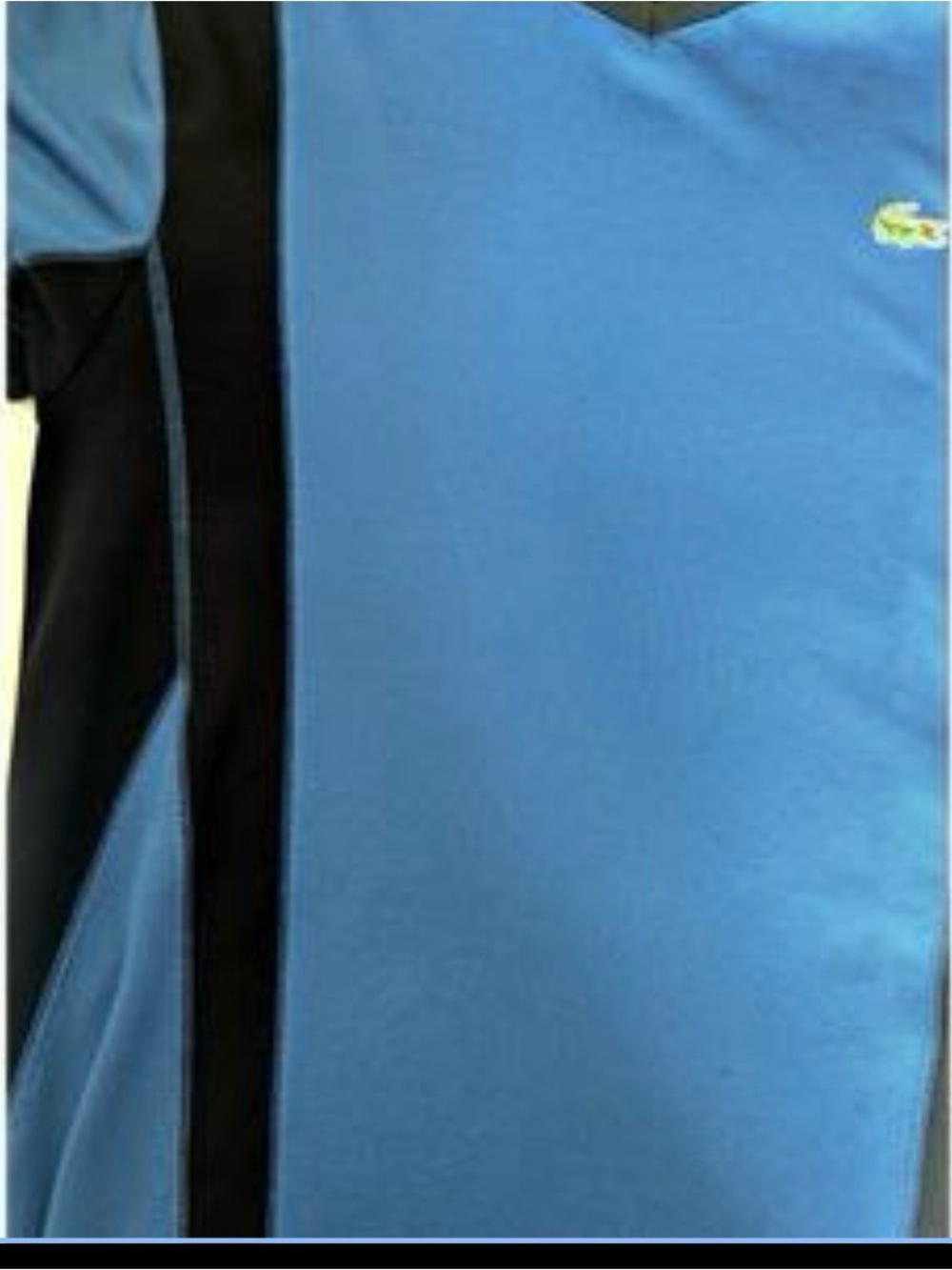 Lacoste Sky Blue V-Neck Tee with Black Side Panels